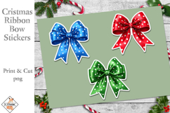Christmas Ribbon Bow Stickers | Print and Cut Product Image 1