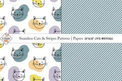 Seamless Cats &amp; Stripes Patterns | Digital Papers Product Image 1