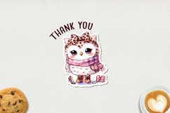 Cute fashion owl stickers, JPG, PNG. Product Image 4