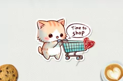 Rough sketch kawaii cats printable stickers 2. PNG. Product Image 3