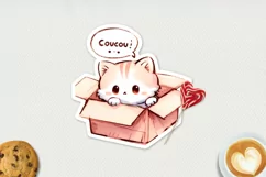 Rough sketch kawaii cats printable stickers 3. PNG. Product Image 3