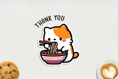 Kawaii cat eating ramen stickers. JPG, PNG. Product Image 4