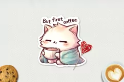 Rough sketch kawaii cats printable stickers 4. PNG. Product Image 3