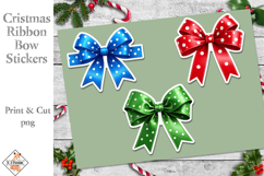 Christmas Ribbon Bow Stickers | Print and Cut Product Image 1
