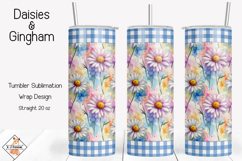 Daisies &amp; Gingham Sublimation Tumbler Wrap Design Product Image 1