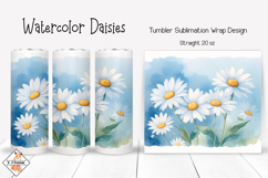 Watercolor Daisies Tumbler Sublimation Design Product Image 1