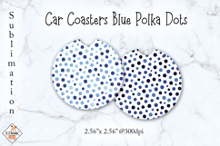 Car Coasters Blue Polka Dots Sublimation Design Product Image 1