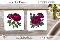 Ranunculus Coasters Sublimation Designs Product Image 1