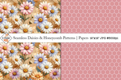 Seamless daisy and honeycomb patterns Product Image 1