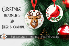Deer &amp; Cardinal 3D Christmas Cookie Ornaments Product Image 1
