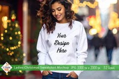 Ladies Christmas White Sweatshirt mockup jpg Product Image 1