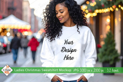 Ladies Christmas White Sweatshirt mockup jpg Product Image 1