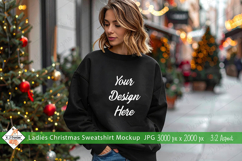Ladies Christmas Black Sweatshirt mockup jpg Product Image 1