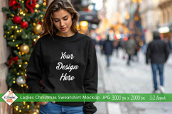 Ladies Christmas Black Sweatshirt mockup jpg Product Image 1