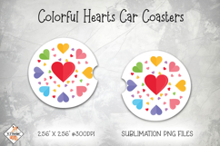 Car Coasters Colorful Hearts | Sublimation Designs Product Image 1