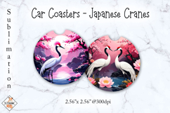 Car Coasters Japanese Cranes Sublimation Design Product Image 1