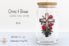 Christian Cross &amp; Roses Beer Glass Can Wrap Sublimation Product Image 1