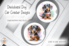Dachshund Dog Car Coasters | Sublimation Designs Product Image 1