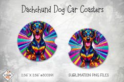 Dachshund Dog Car Coasters | Sublimation Designs Product Image 1