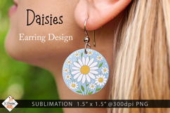 Daisy Blue Earring Sublimation Designs Product Image 1