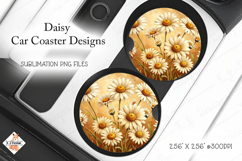 Daisy Car Coasters | Sublimation Designs Product Image 1