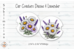 Daisy &amp; Lavender #3 Car Coaster | Sublimation Designs Product Image 1