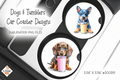 Dogs &amp; Tumblers Car Coasters | Sublimation Designs Product Image 1