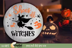 Round Sign Halloween design SVG. Shoes off witches SVG. Product Image 1