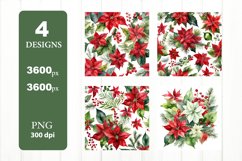 Poinsettia Digital Paper. Floral Digital Papers  Product Image 1