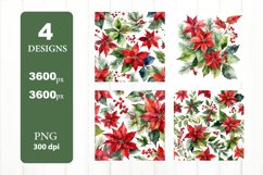 Poinsettia Digital Paper. Christmas Digital Paper Product Image 1