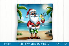 Funny Santa With a Cocktail. Pillow Case Sublimation Product Image 1