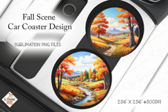 Fall Scene Car Coaster Designs Sublimation Product Image 1
