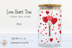 Libbey Love Heart Tree Glass Can Wrap Sublimation Design Product Image 1