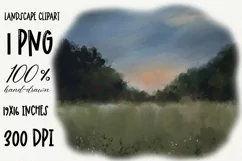 Landscape clipart. Summer Sublimation design PNG Product Image 1