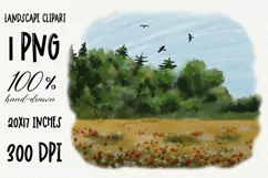 Landscape clipart. Summer Sublimation design PNG Product Image 1
