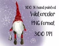 Watercolor Christmas sublimation designs|Gnome Christmas PNG Product Image 2