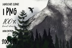 Landscape clipart|Mountain PNG Sublimation design Product Image 1