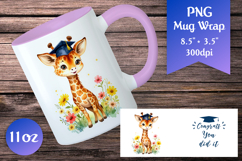 Graduation Giraffe Mug Wrap 11 oz | Sublimation Design Product Image 1