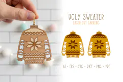 Christmas Ugly Sweater Earrings Laser Cut SVG Template Product Image 1