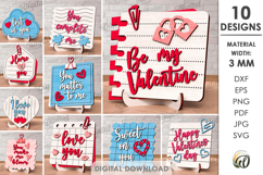 Valentine’s Day Notes Stands Bundle Lasercut. Valentine SVG Product Image 1