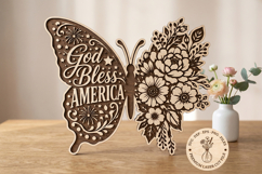 God Bless America Butterfly SVG, Patriotic Floral Butterfly Product Image 1