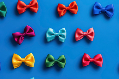 Colorful Bows with Blue Background Wallpaper Product Image 1