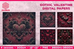 Gothic Valentine Digital Papers Bundle Product Image 2