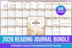 2026 Reading Journal Bundle Canva Templates Product Image 1
