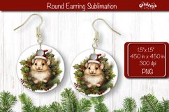 Christmas Round Earring Sublimation Designs Christmas Animal Product Image 1