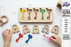 Wooden Key and Lock Puzzle Laser Cut | Montessori Toy | CNC Product Image 1