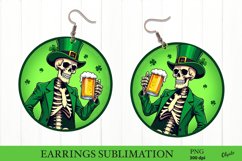 St Patrick’s Day Earring PNG. Skeleton Round Earring PNG Product Image 1