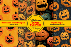 Halloween Scary Pumpkin Seamless Pattern and Digital Paper Product Image 1