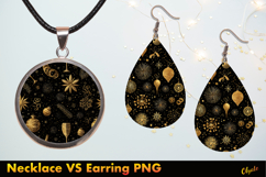 Black and Gold Necklace VS Earring Sublimation PNG Product Image 1