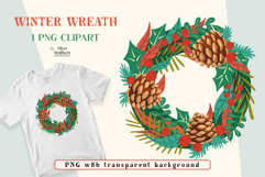 Christmas Wreath PNG. Winter Pine Cones Wreath Clipart Product Image 1